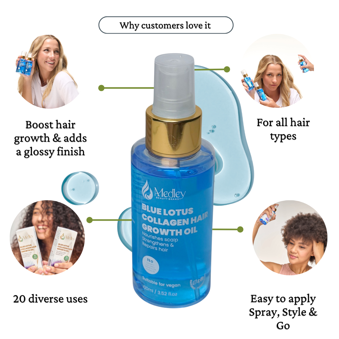 Blue Lotus collagen hair growth oil mega 3 combo { Pack of 3 }